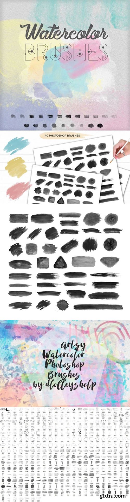 390+ Watercolor Photoshop Brushes Pack