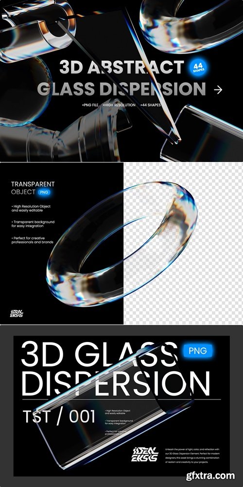 3D Abstract Shapes Glass Dispersion