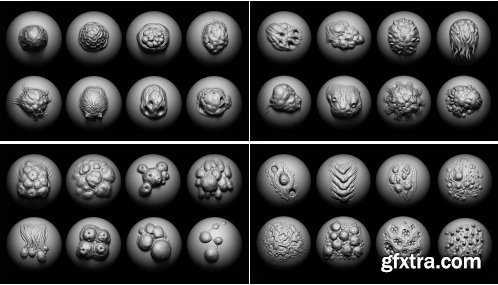 FlippedNormals - Zbrush + Blender - 40 Mutant VDM Brushes