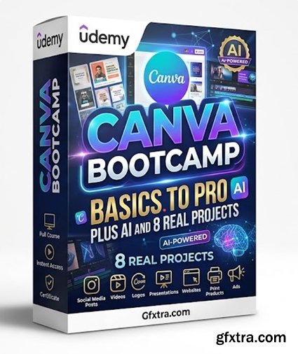 Udemy - Canva Bootcamp: Basics to Pro Plus AI and 8 Real Projects