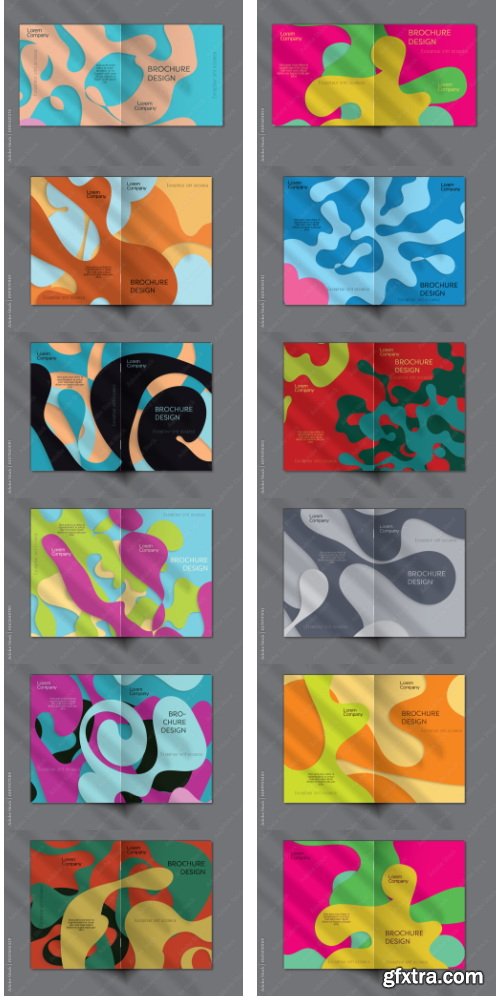 Brochure Cover Layout With Paper Cut Wavy Overlapping Shapes 29xAI