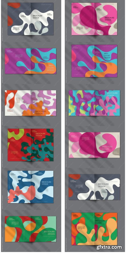 Brochure Cover Layout With Paper Craft Wavy Overlapping Shapes 39xAI