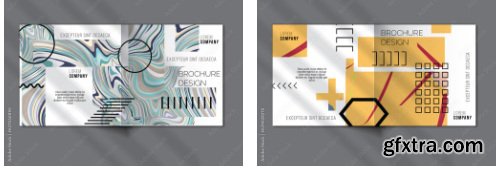 Brochure Cover Layout Set Geometric Shapes And Abstract Bright Rectangles On White 26xAI