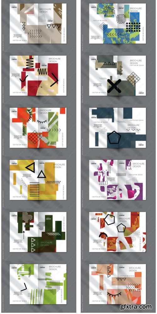 Brochure Cover Layout Geometric Shapes And Abstract Bright Rectangles On White 2 29xAI