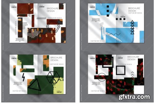 Brochure Cover Layout Geometric Shapes And Abstract Bright Rectangles On White 28xAI
