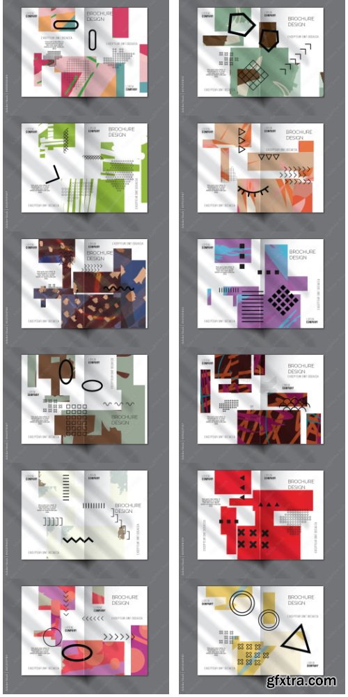 Brochure Cover Layout Geometric Shapes And Abstract Bright Rectangles On White 28xAI