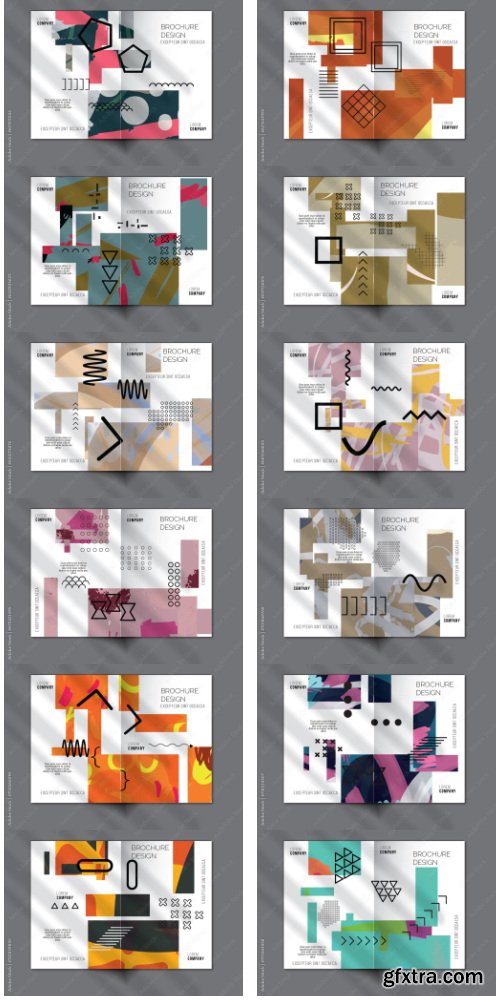 Brochure Cover Layout Geometric Shapes And Abstract Bright Rectangles On White 28xAI