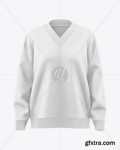 YellowImages - Women’s V-Neck Oversized Sweatshirt Mockup - Front View - 120166