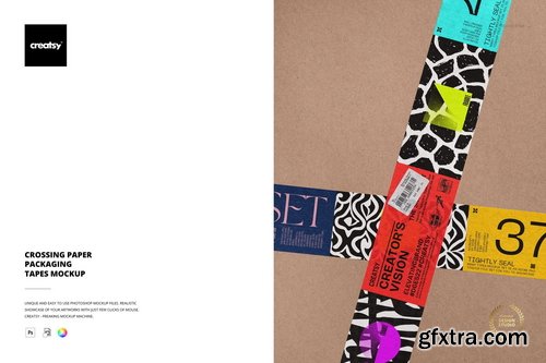 Creatsy - Crossing Paper Packaging Tapes Mockup - 1185896789