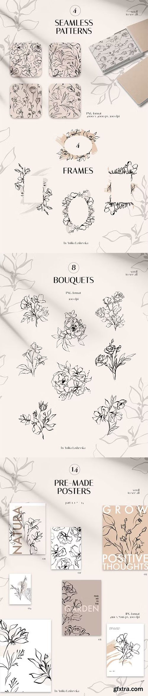 INKED FLOWERS Line Art Set INKED FLOWERS Line Art Set