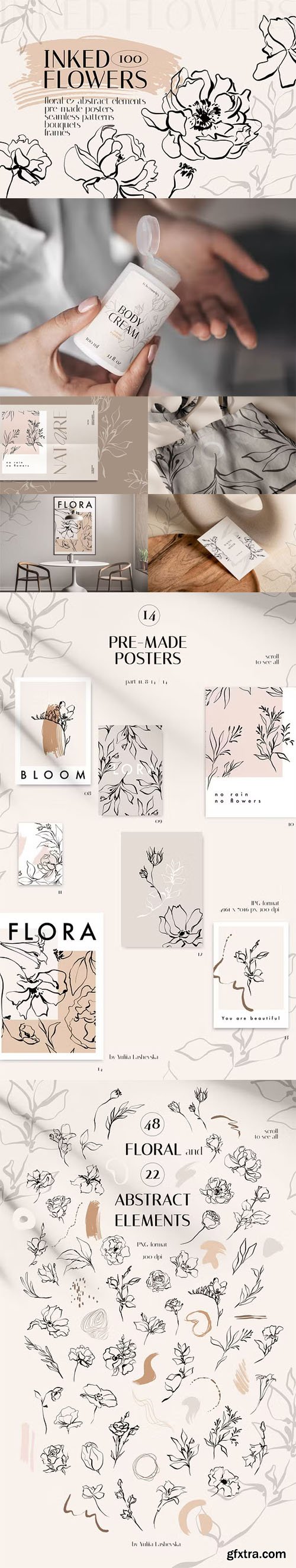 INKED FLOWERS Line Art Set INKED FLOWERS Line Art Set