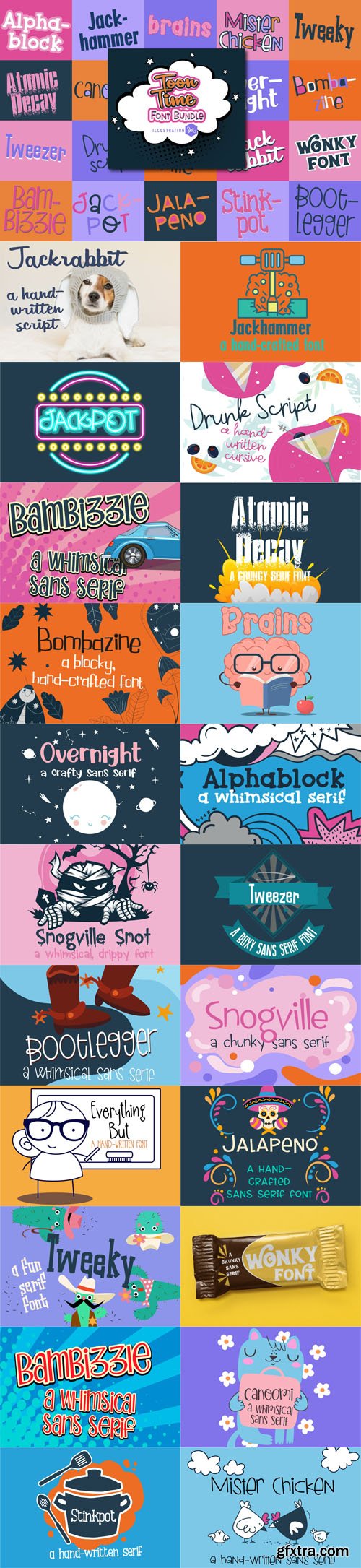 Toon Time Font Bundle - 20 Premium Fonts Toon Time Font Bundle - 20 Premium Fonts