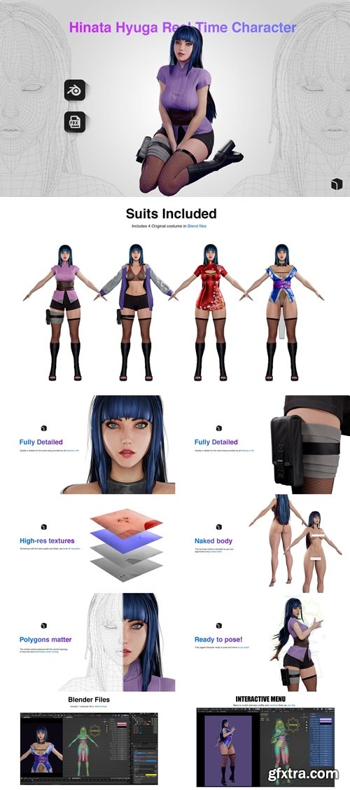 Artstation - Hinata Hyuga - Game Ready 3D model