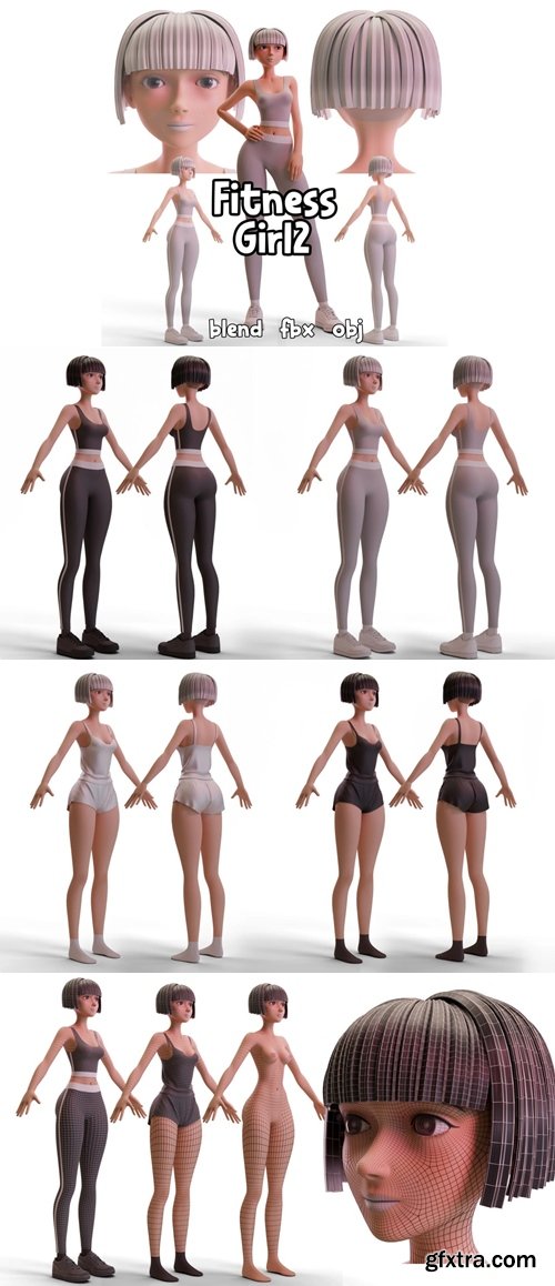 3dExport - Stylized Fitness Girl 2 3D Model