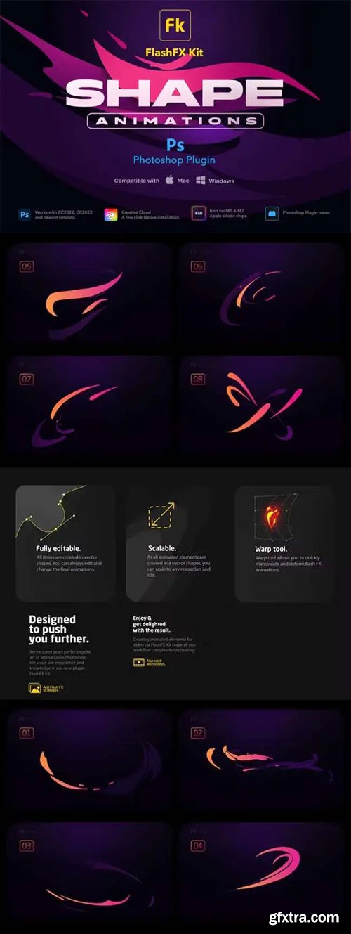 FlashFX Kit Shapes Animations - 2d Vfx Photoshop Plugin FlashFX Kit Shapes Animations - 2d Vfx Photoshop Plugin