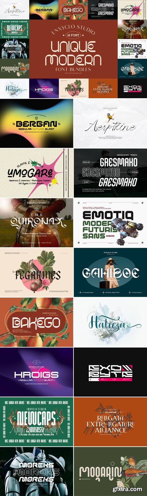 Unique Modern Font Bundle - 16 Premium Fonts Unique Modern Font Bundle - 16 Premium Fonts