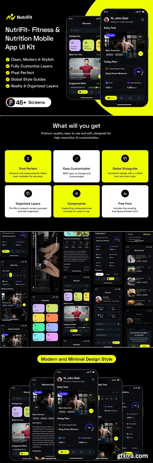 NutriFit- Fitness & Nutrition Mobile App UI Kit