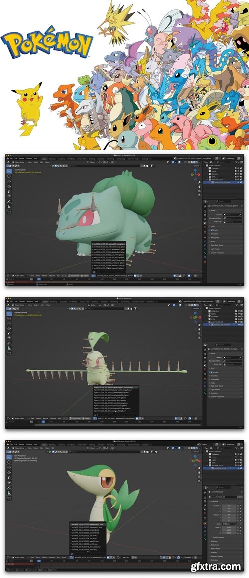 Gumroad - Pokemon Blender 3D Models and Animations Gen 1-5