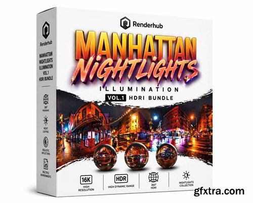Renderhub - Manhattan Nightlights Illumination Vol.1 HDRI Bundle
