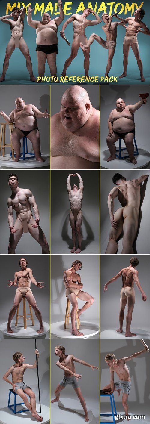 Artstation - A Mix Male Anatomy- Photo Reference Pack For Artists 443 JPEGs noAI