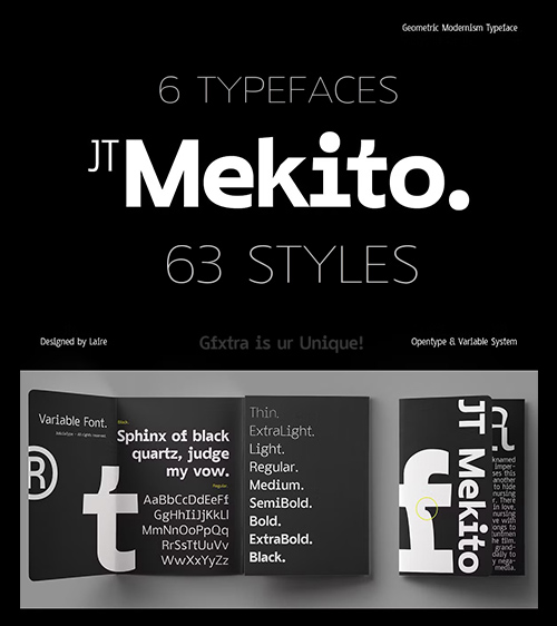 JT Mekito - Geometric Modernism Font 63xOTF 92040524