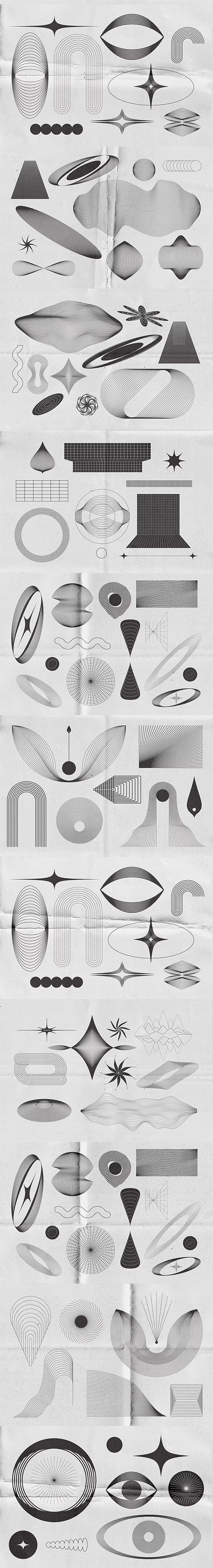 Abstract Boho Linear Vector Shapes 105xEPS 7320531