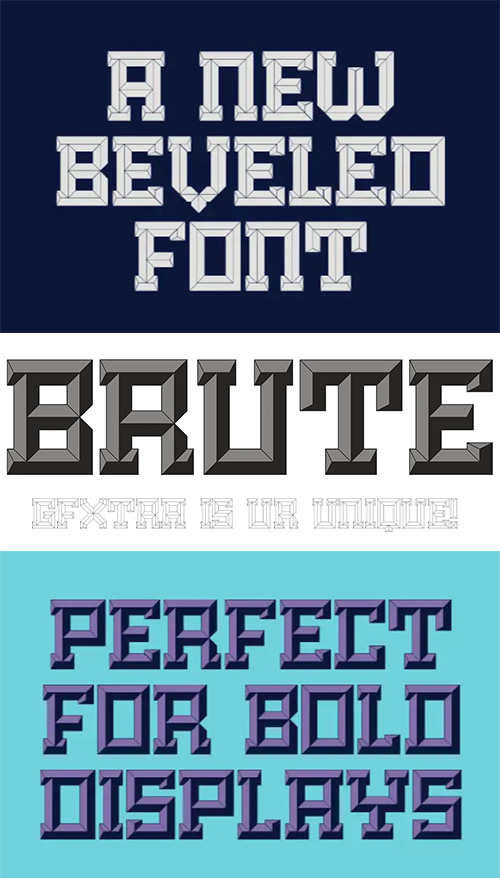 Brute - A New Kind of Beveled Display Typeset 7xOTF