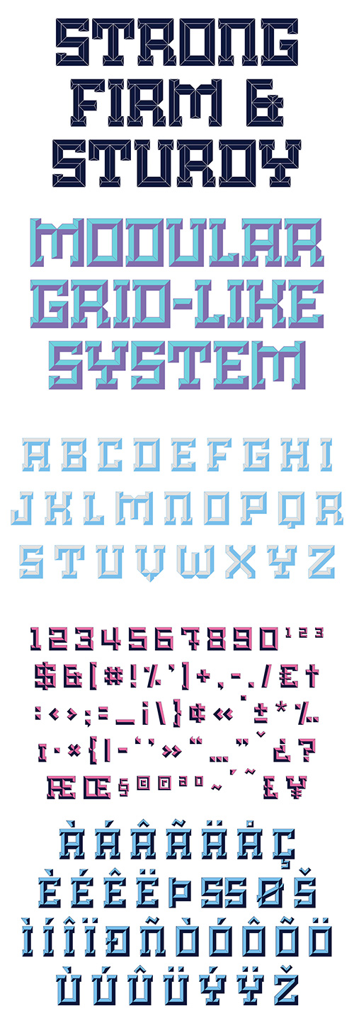 Brute - A New Kind of Beveled Display Typeset 7xOTF