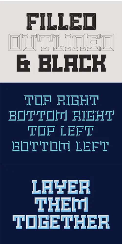 Brute - A New Kind of Beveled Display Typeset 7xOTF