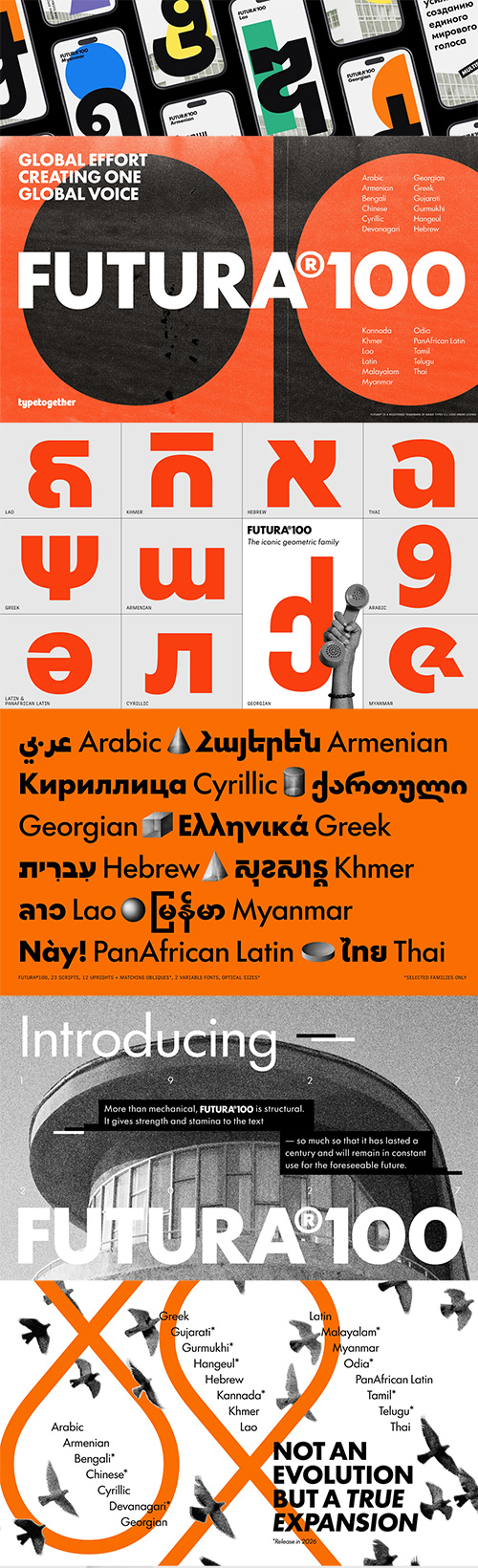 Futura&reg;100 - 12 Styles &amp; 2 Variable Fonts for 12 Languages