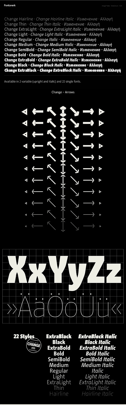 Change - 22 Styles Font Family OTF by Alessio Leonardi