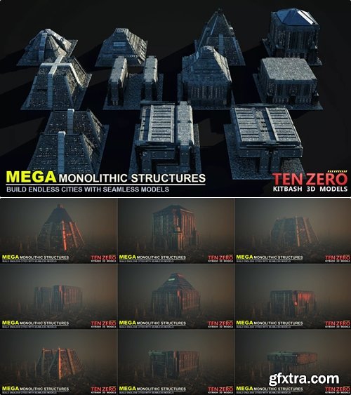 Cgtrader - MEGA MONOLITHIC STRUCTURES SCI-FI KITBASH