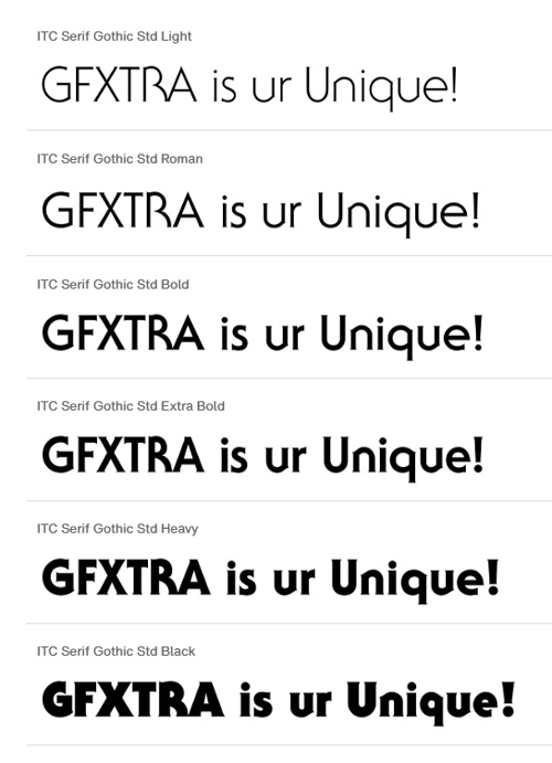 ITC Serif Gothic - 6 Styles Font Family