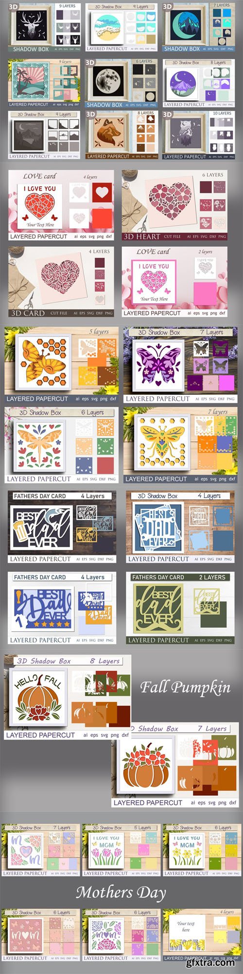 3D Layered Cards Bundle - Shadow Box Mega Bundle
