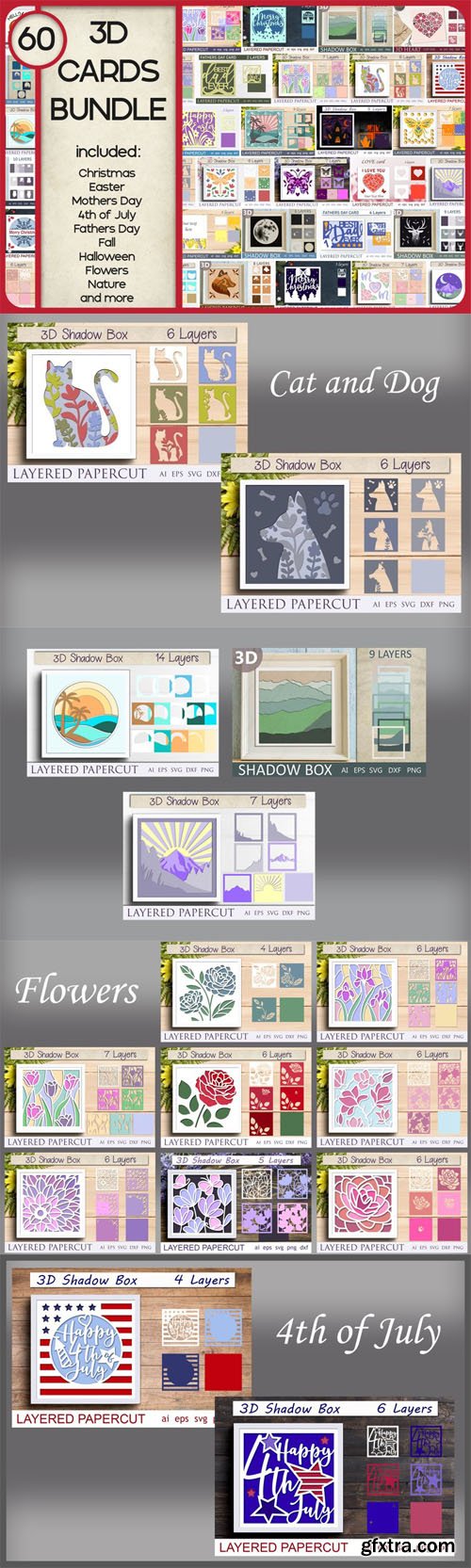 3D Layered Cards Bundle - Shadow Box Mega Bundle