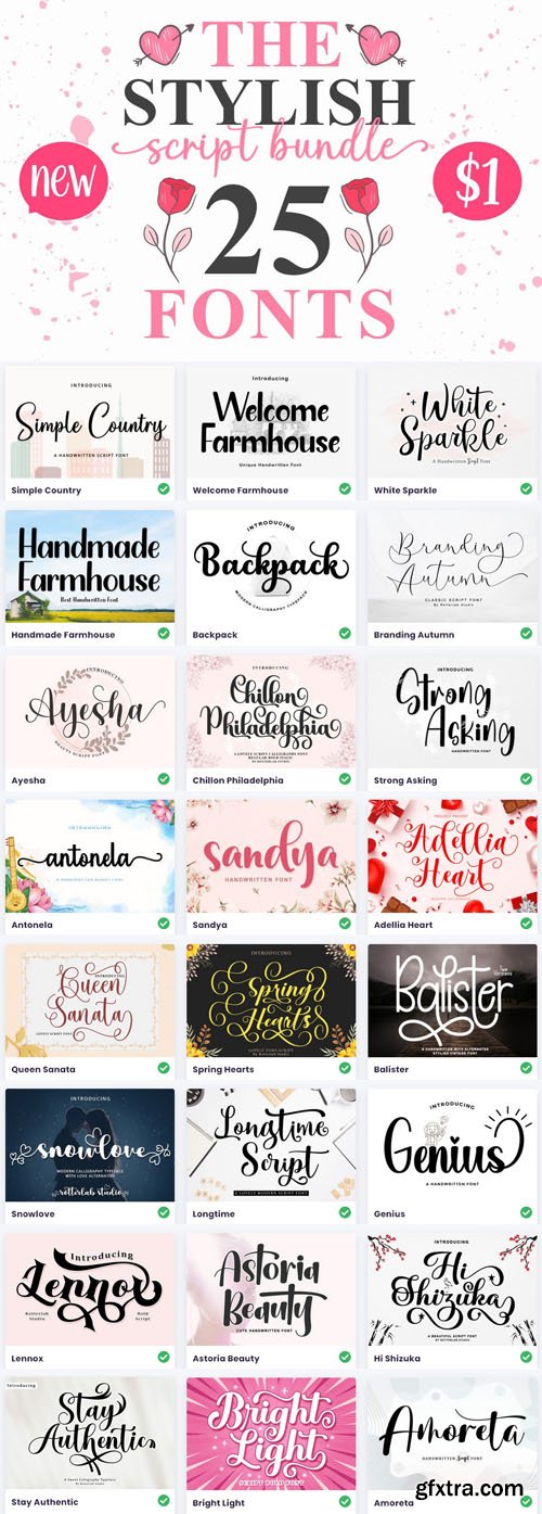 The Stylish Script Bundle - 25 Premium Fonts The Stylish Script Bundle - 25 Premium Fonts