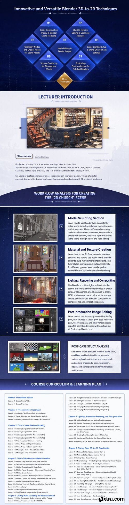 Yihuu - Blender 3D to 2D: A Complete Tutorial of Classic Case Studies - Anime-Style Church Scene