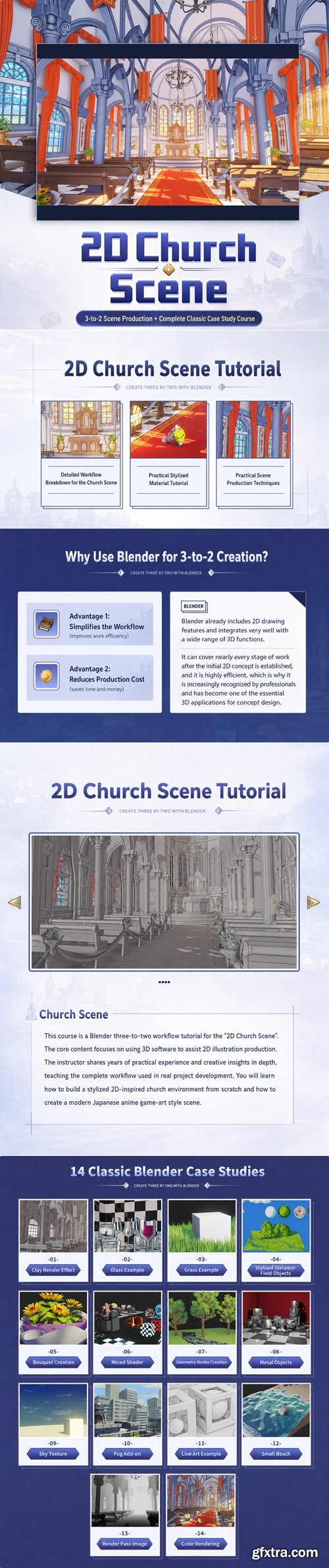Yihuu - Blender 3D to 2D: A Complete Tutorial of Classic Case Studies - Anime-Style Church Scene
