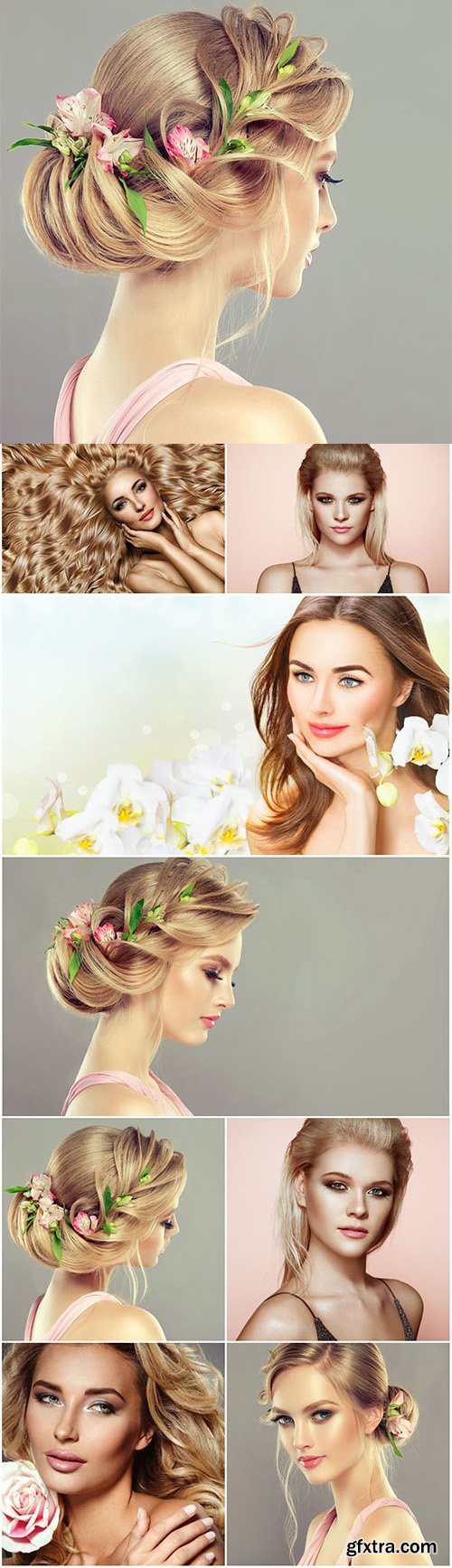 Girls, beautiful women\'s hairstyles, wedding hair styling