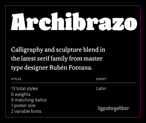 Archibrazo - 13 Stable, 2 Variable Styles Font Family NEW! $440