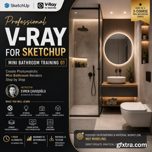 Udemy - Professional V-ray For Sketchup Mini Bathroom Training 01