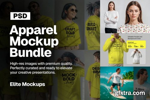 MockupCloud - Premium Apparel Mockup Bundle – Hoodies, T-Shirts, Sweatshirts & Beanies (High-End PSD Pack)