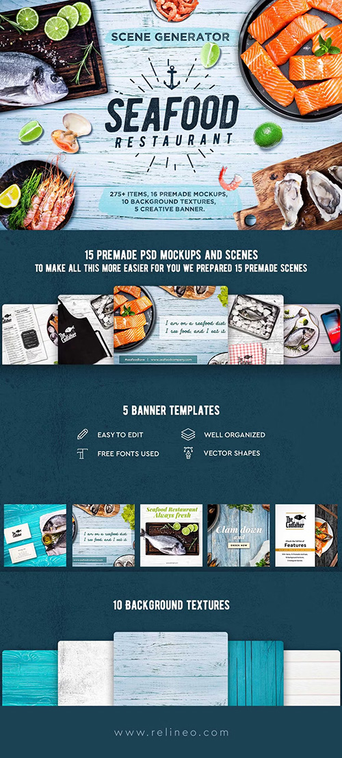 Seafood Scene and Mockup Creator 3738217