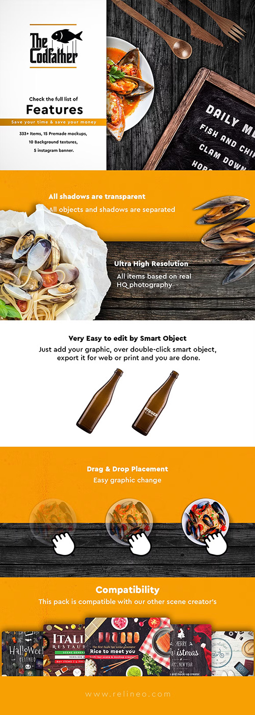Seafood Scene and Mockup Creator 3738217