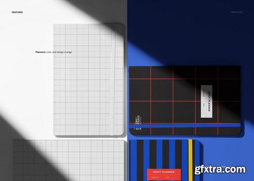 Creatsy - Group of Four Leather Planners Mockup - 1195628885