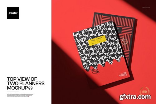 Creatsy - Top View of Two Planners Mockup - 1520556373