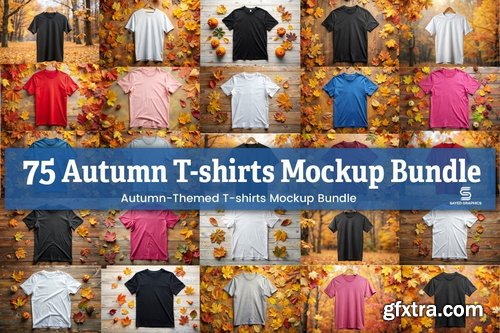 CreativeFabrica - Autumn T-Shirt Mockup Bundle CreativeFabrica - Autumn T-Shirt Mockup Bundle