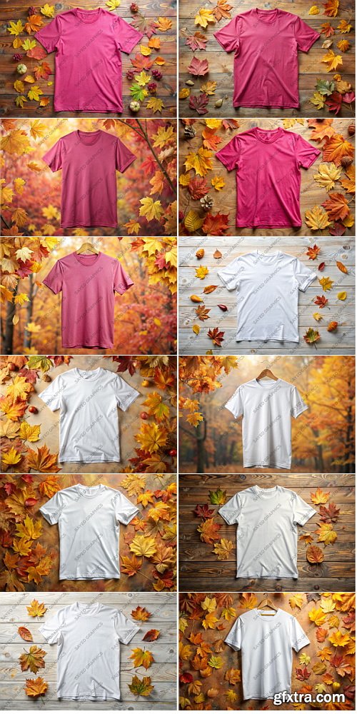 CreativeFabrica - Autumn T-Shirt Mockup Bundle