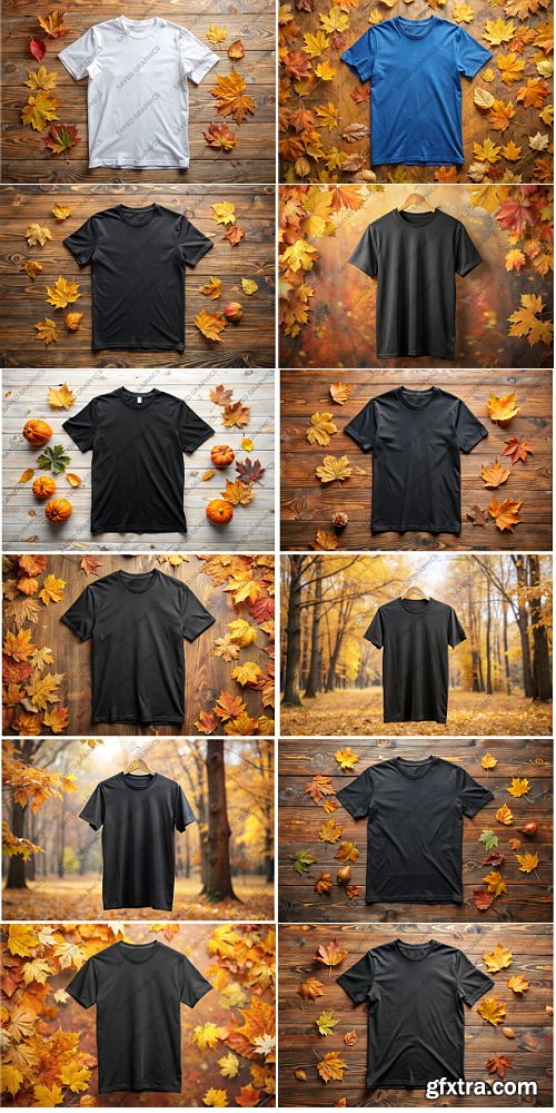 CreativeFabrica - Autumn T-Shirt Mockup Bundle