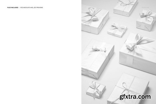 Creatsy - Group of Wrapped Gifts Mockup - 1188405589